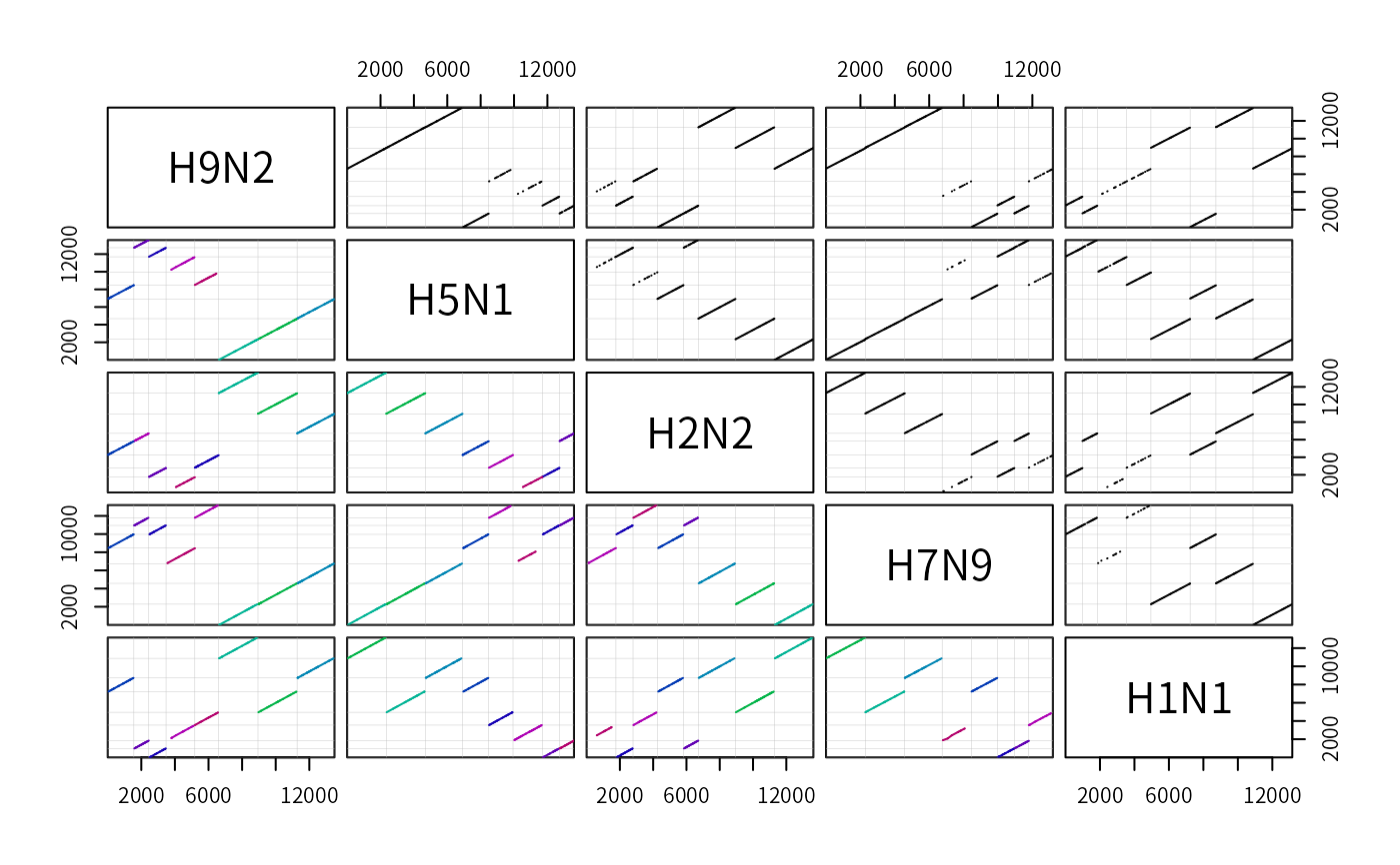 Synteny blocks and hits — Synteny • DECIPHER